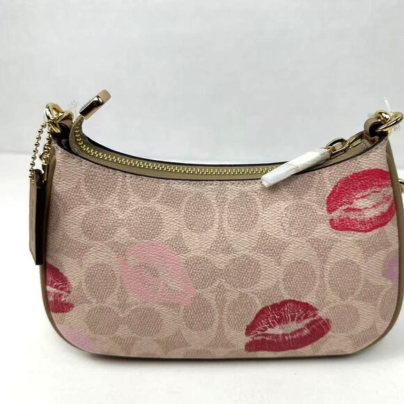 Coach CZ943 Teri Mini Crossbody Bag In Signature Canvas With Lips Print IN Sand - Picture 3 of 13